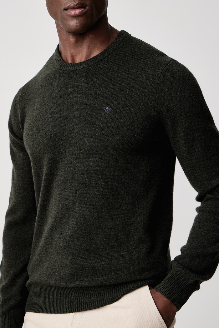 Sweter męski wełniany Hackett London HM7000287 zielony
