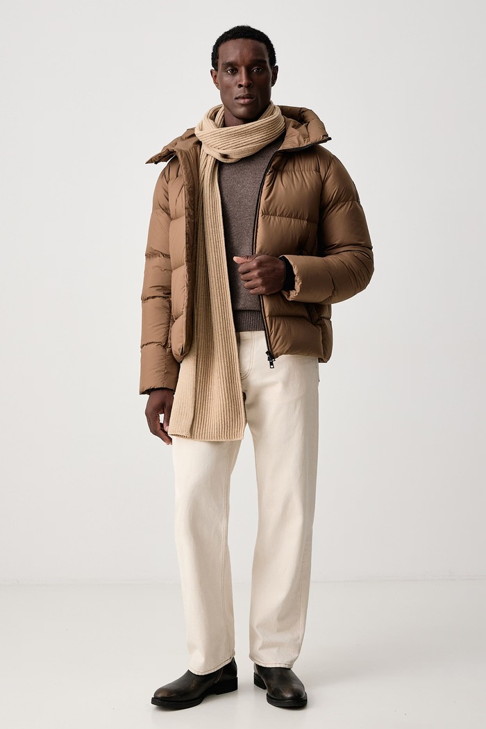 Hackett London Sweter męski wełniany HM7000287 brązowy AW26