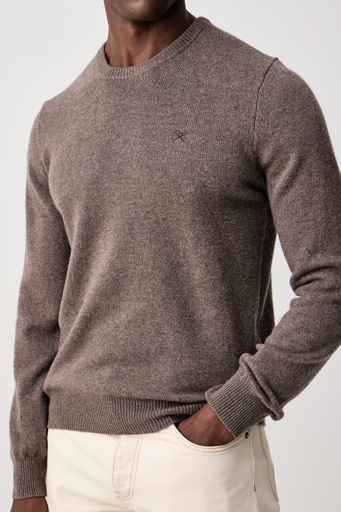 Sweter męski wełniany Hackett London HM7000287 brązowy