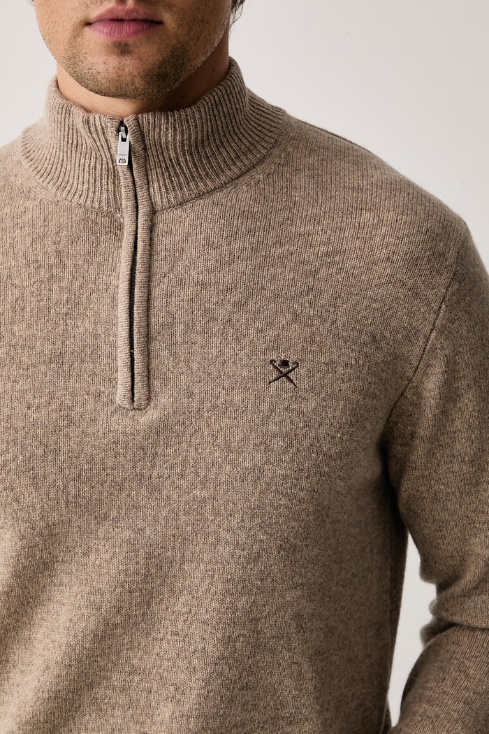Sweter męski wełniany Hackett London HM7000286 beżowy