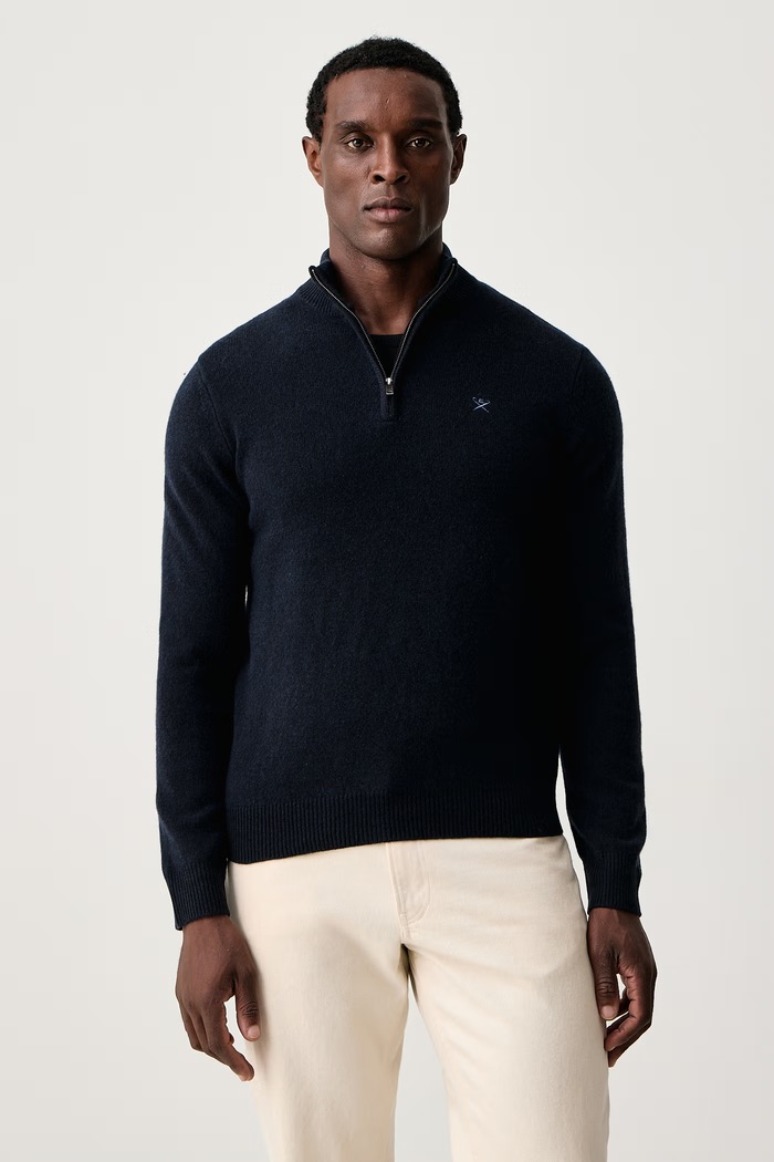 Hackett London Sweter męski wełniany granatowy HM7000286