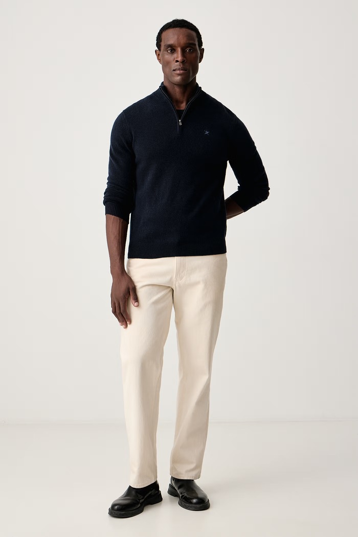 Hackett London Sweter męski wełniany HM7000286 granatowy AW26