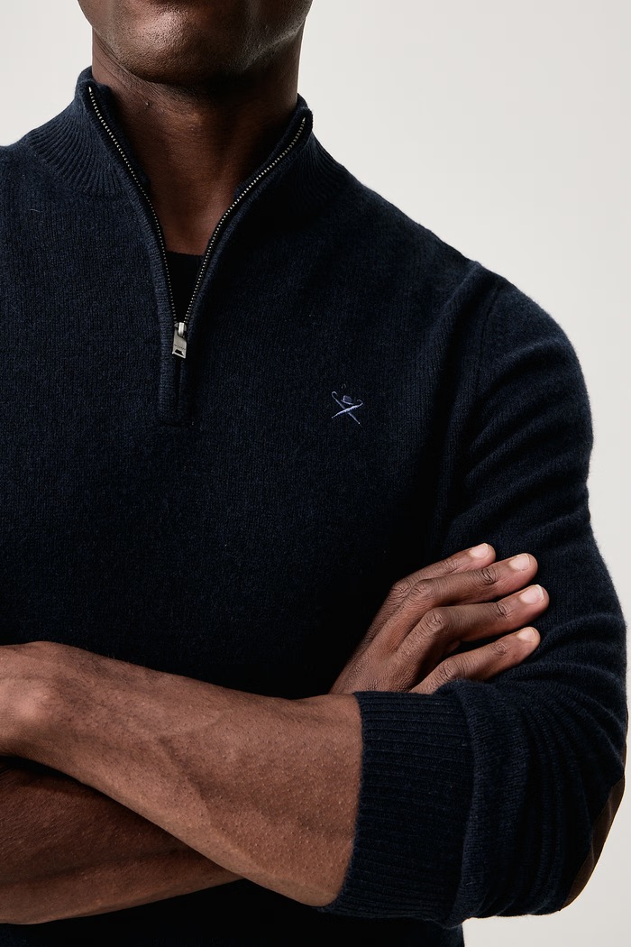 Sweter męski wełniany Hackett London HM7000286 granatowy