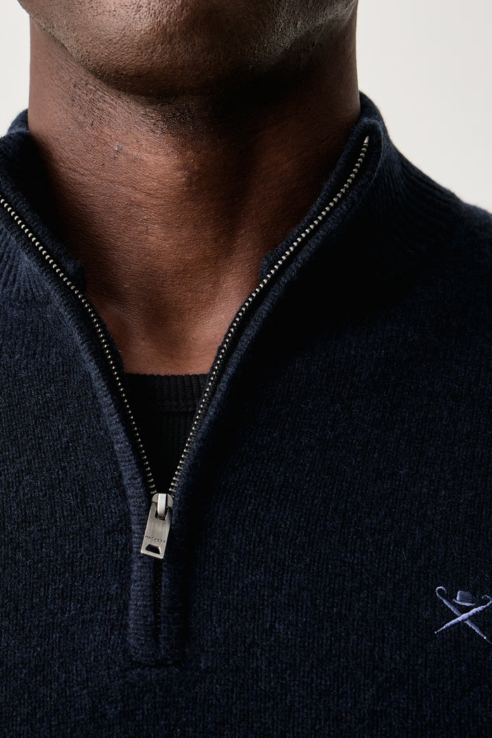 Sweter męski wełniany Hackett London granatowy HM7000286