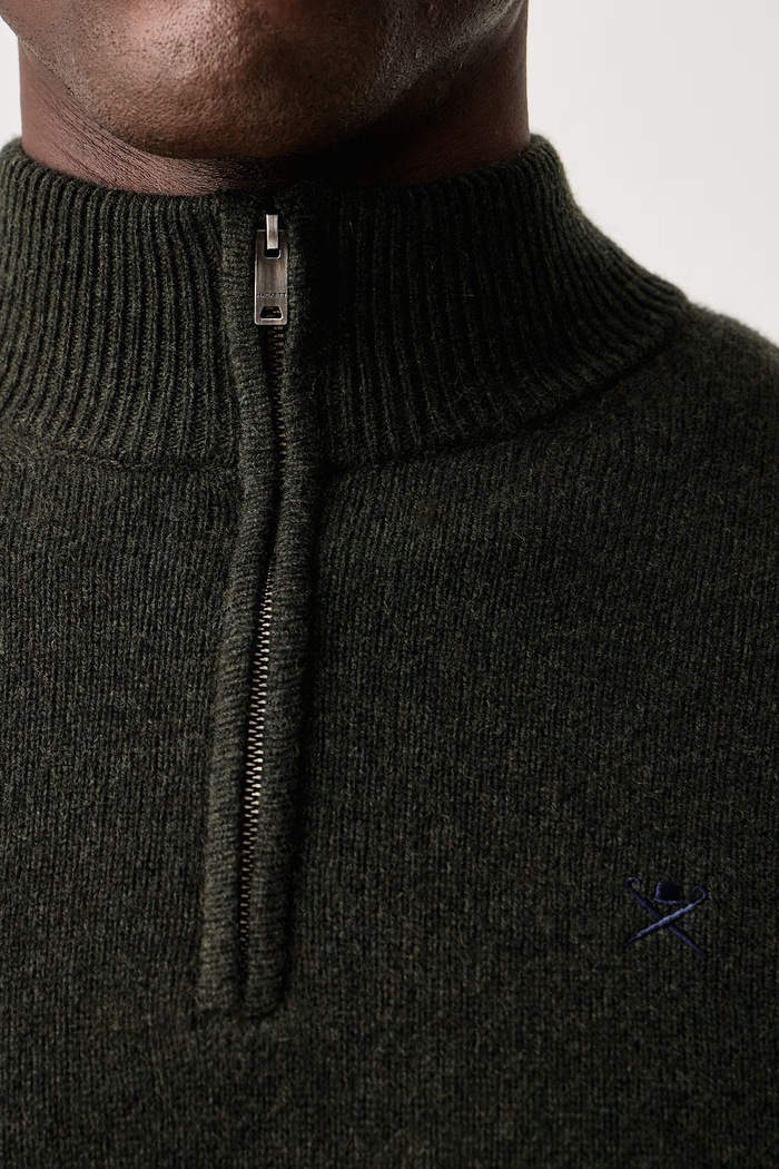 Sweter męski wełniany Hackett London zielony HM7000286