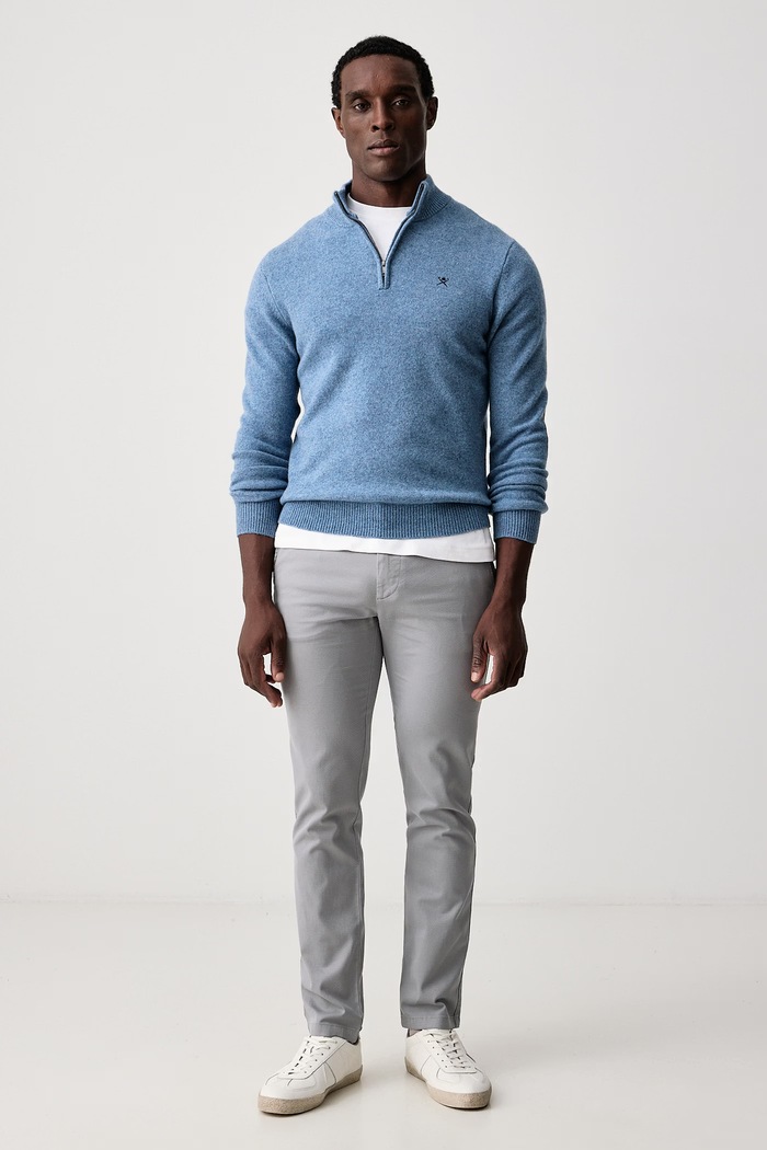 Hackett London Sweter męski wełniany HM7000286 niebieski AW26