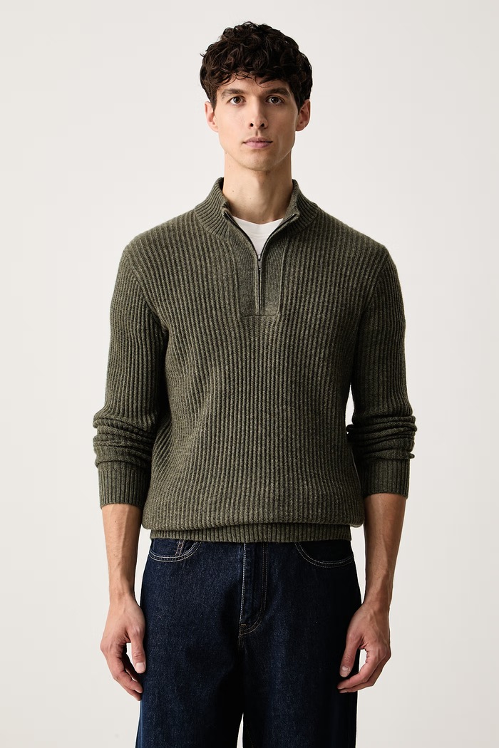 Hackett London sweter męski wełniany zielony HM7000282
