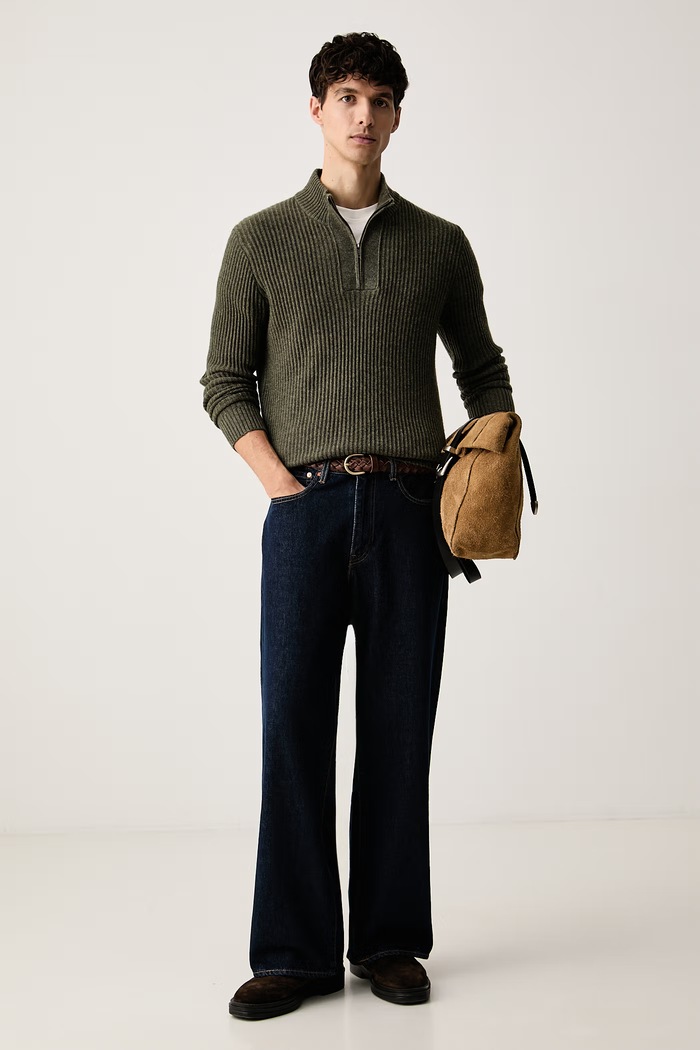 Hackett London sweter męski wełniany HM7000282 zielony AW26
