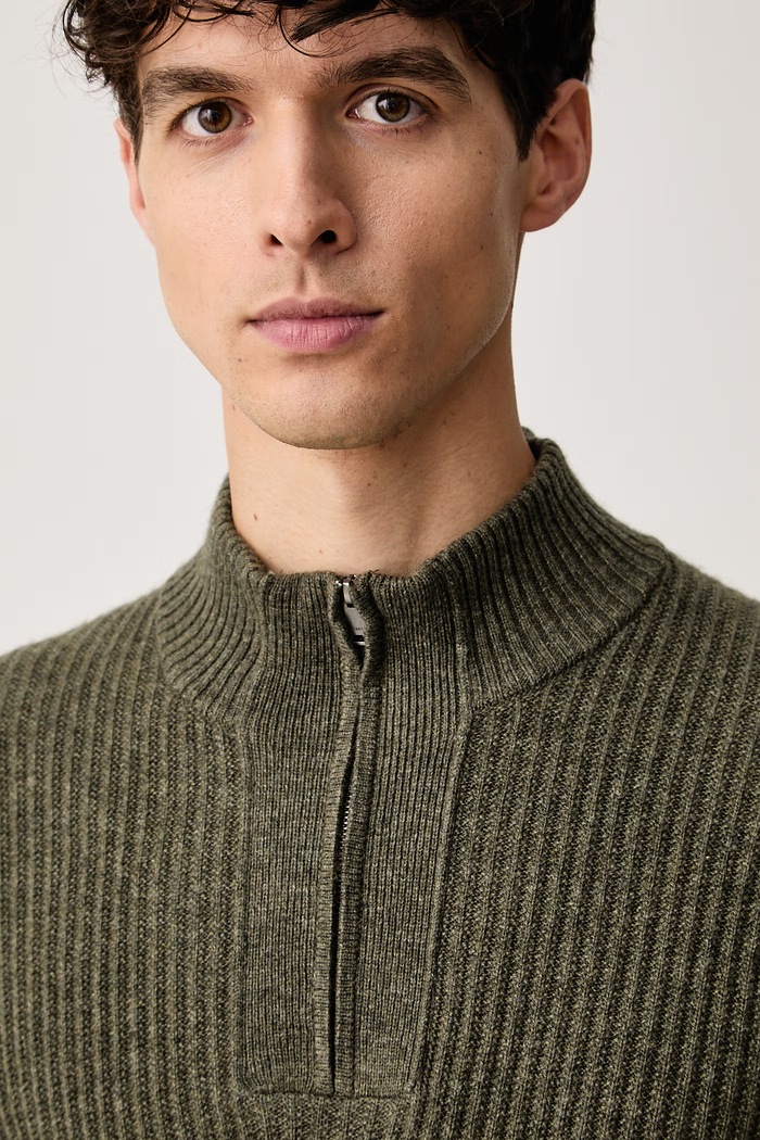Hackett London sweter męski wełniany zielony HM7000282