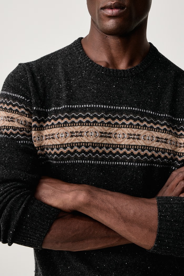 Sweter męski z wełny merino Hackett London HM7000269 szary