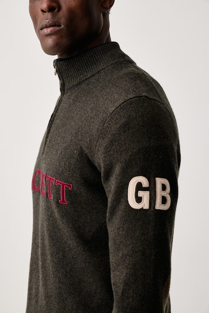 Sweter męski z wełny merino Hackett London HM7000258 zielony
