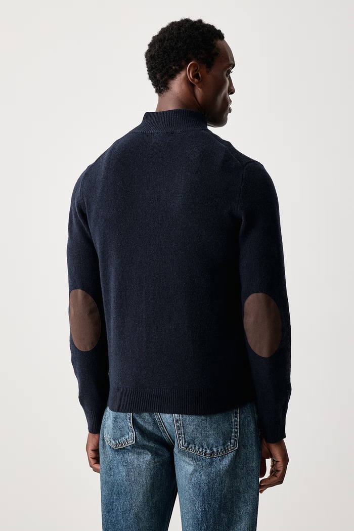 Hackett London Sweter rozpinany męski wełniany HM7000257 granatowy AW26