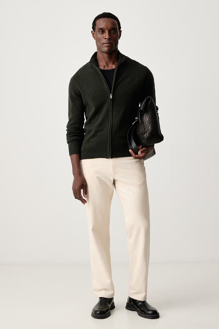 Hackett London Sweter rozpinany męski wełniany HM7000257 zielony AW26