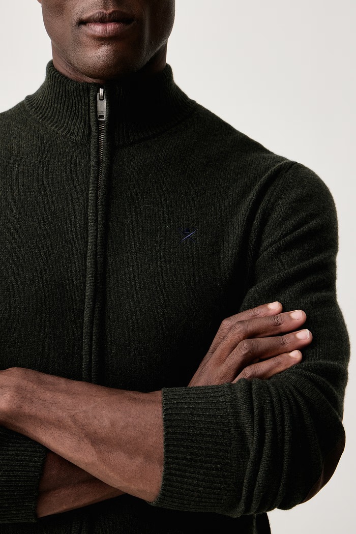 Sweter rozpinany męski wełniany Hackett London HM7000257 zielony