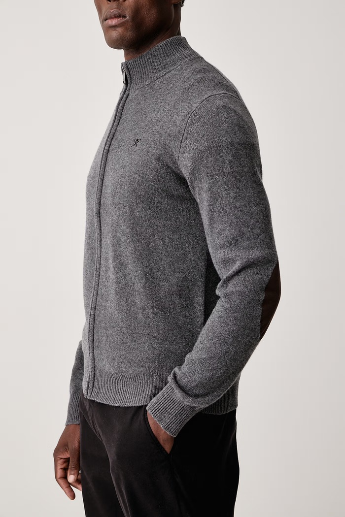 Sweter rozpinany męski wełniany Hackett London HM7000257 szary