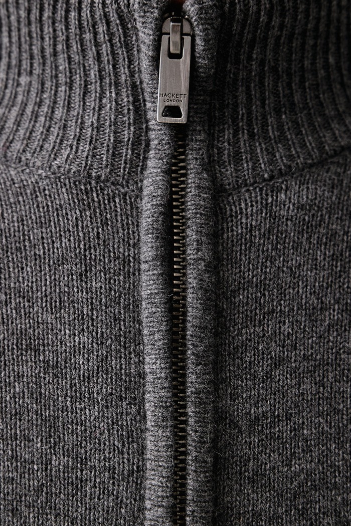 Sweter rozpinany męski wełniany Hackett London szary HM7000257