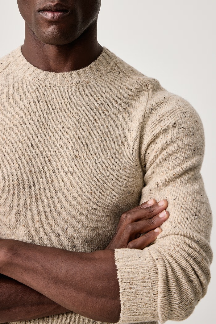 Sweter męski z wełny merino Hackett London HM7000253 beżowy