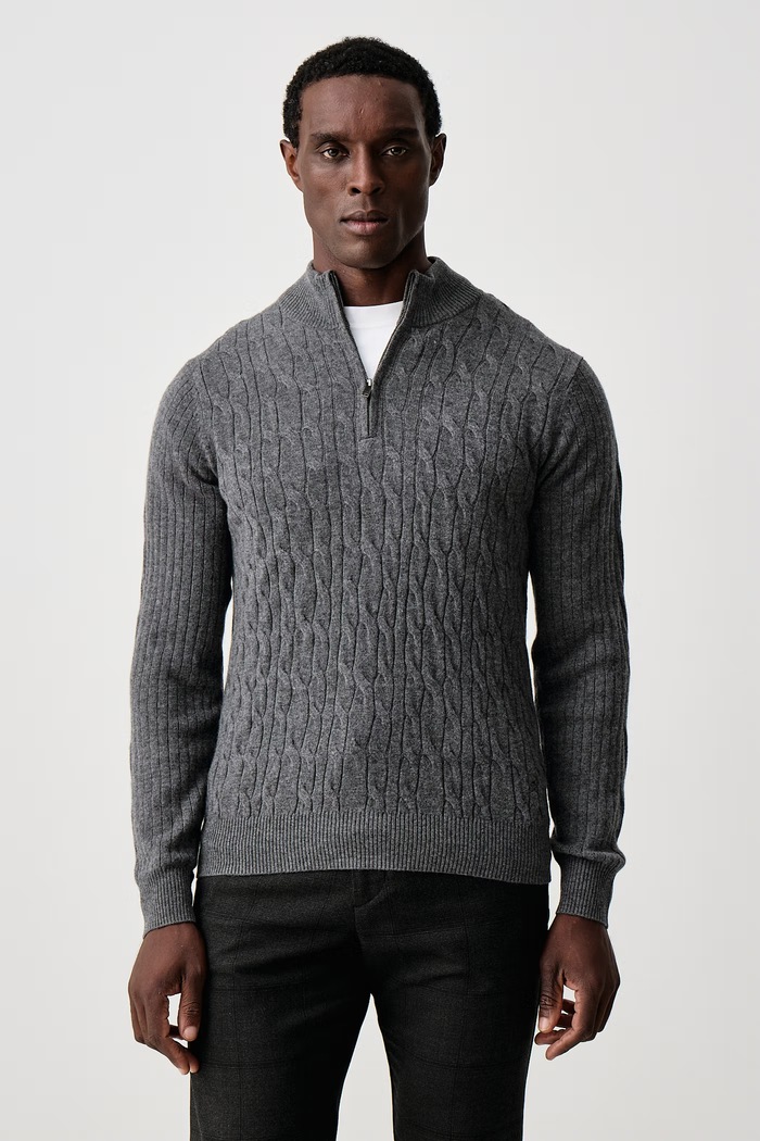 Hackett London Sweter męski wełniany szary HM7000251