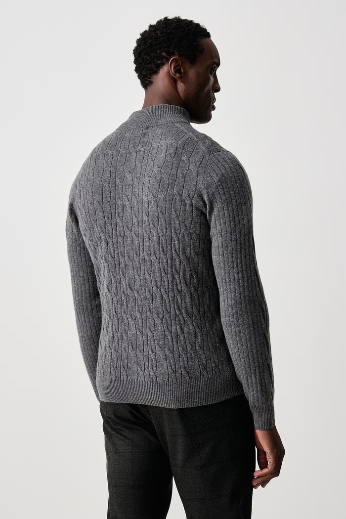 Odzież Hackett London Sweter męski wełniany HM7000251 szary