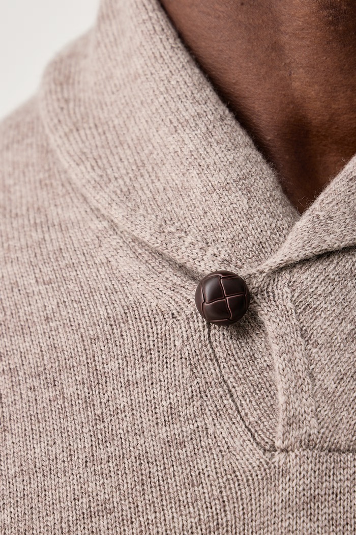 Sweter męski z wełną merino Hackett London beżowy HM7000246
