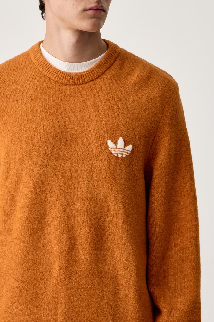 Sweter męski z wełną Trefoil Essentials adidas Originals LC7650 pomarańczowy