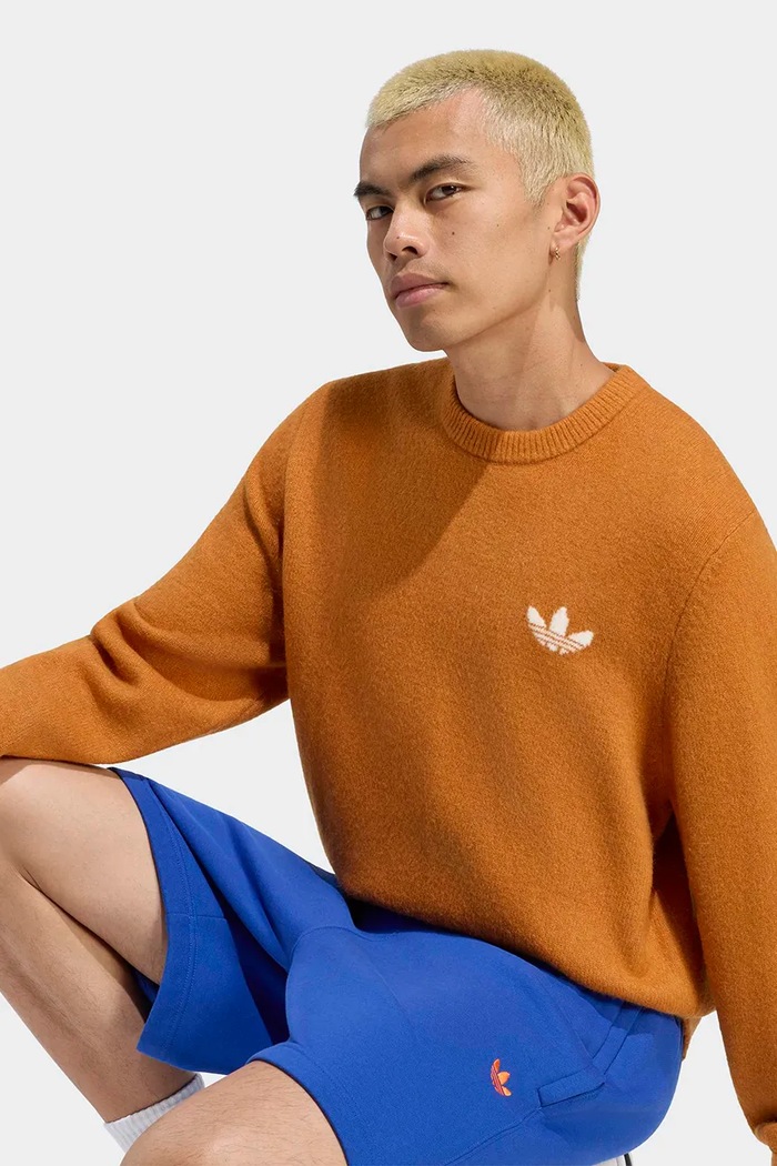 Πουλόβερ ανδρικό με μαλλί Trefoil Essentials adidas Originals LC7650 πορτοκαλί