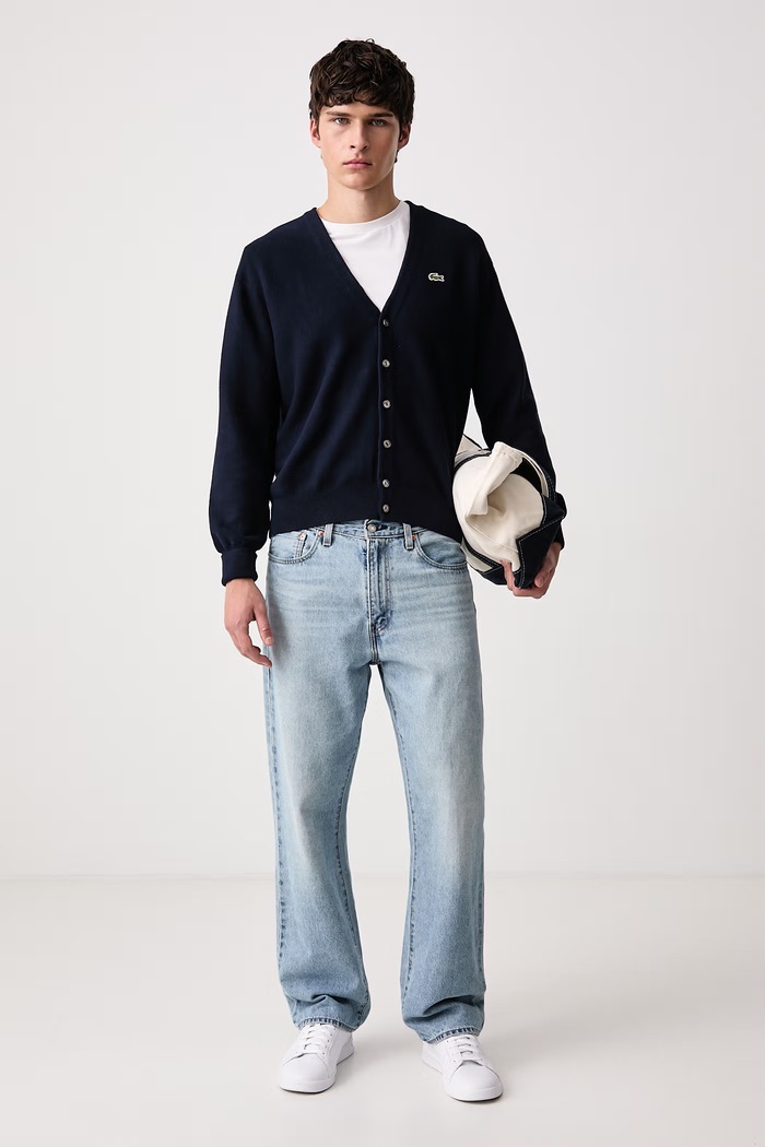 Lacoste Kardigan męski bawełniany AH9914 granatowy AW26