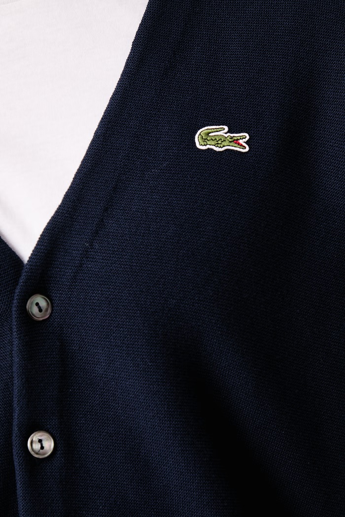 Kardigan męski bawełniany Lacoste granatowy AH9914