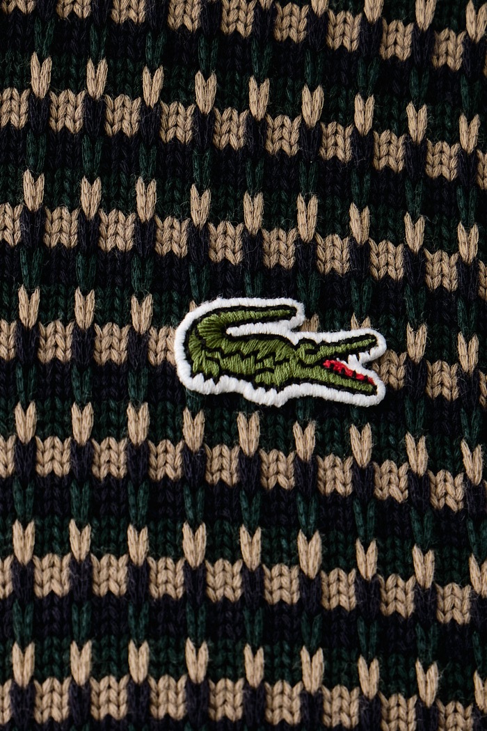 Sweter męski z bawełną Lacoste AH8569 brązowy