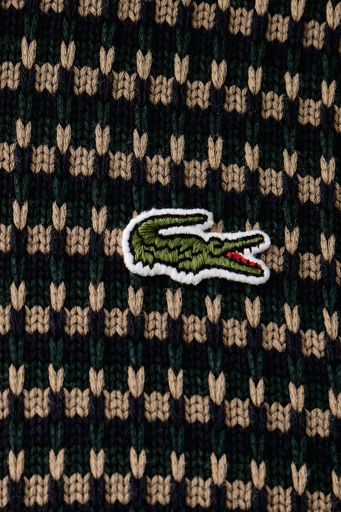 Sweter męski z bawełną Lacoste AH8569 brązowy