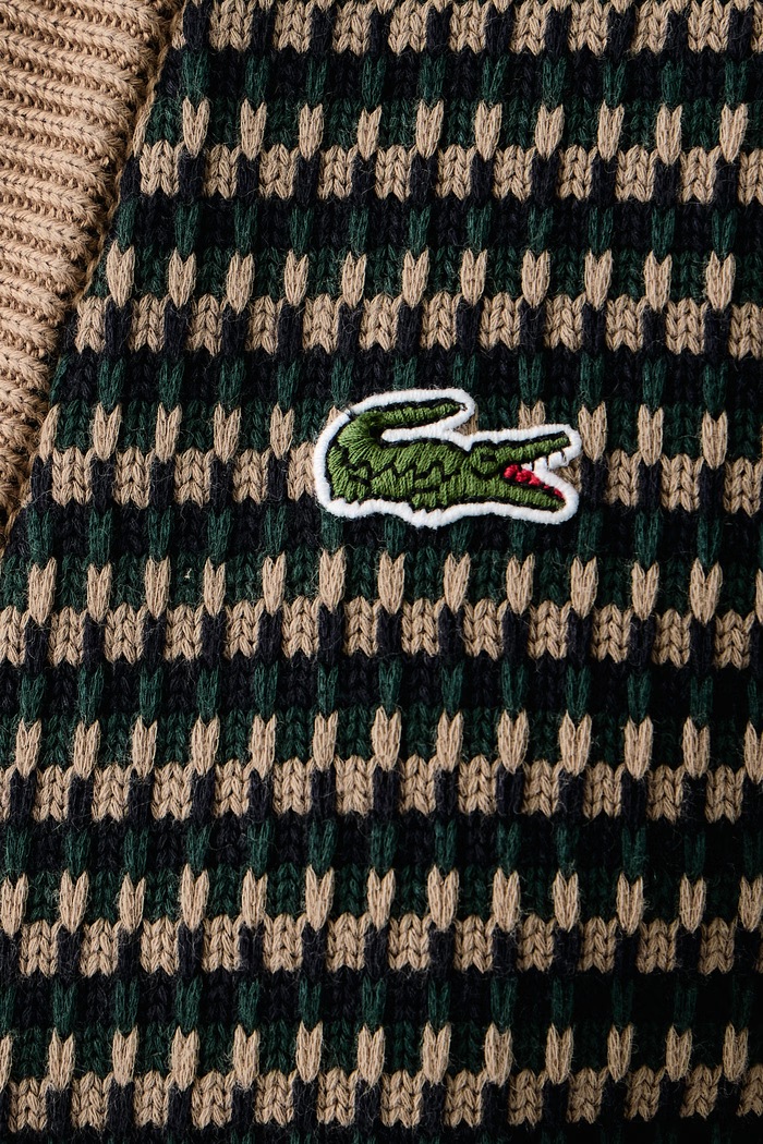 Kardigan męski z bawełną Lacoste brązowy AH8567