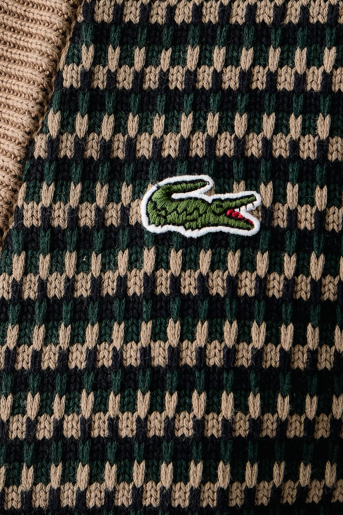 Kardigan męski z bawełną Lacoste brązowy AH8567