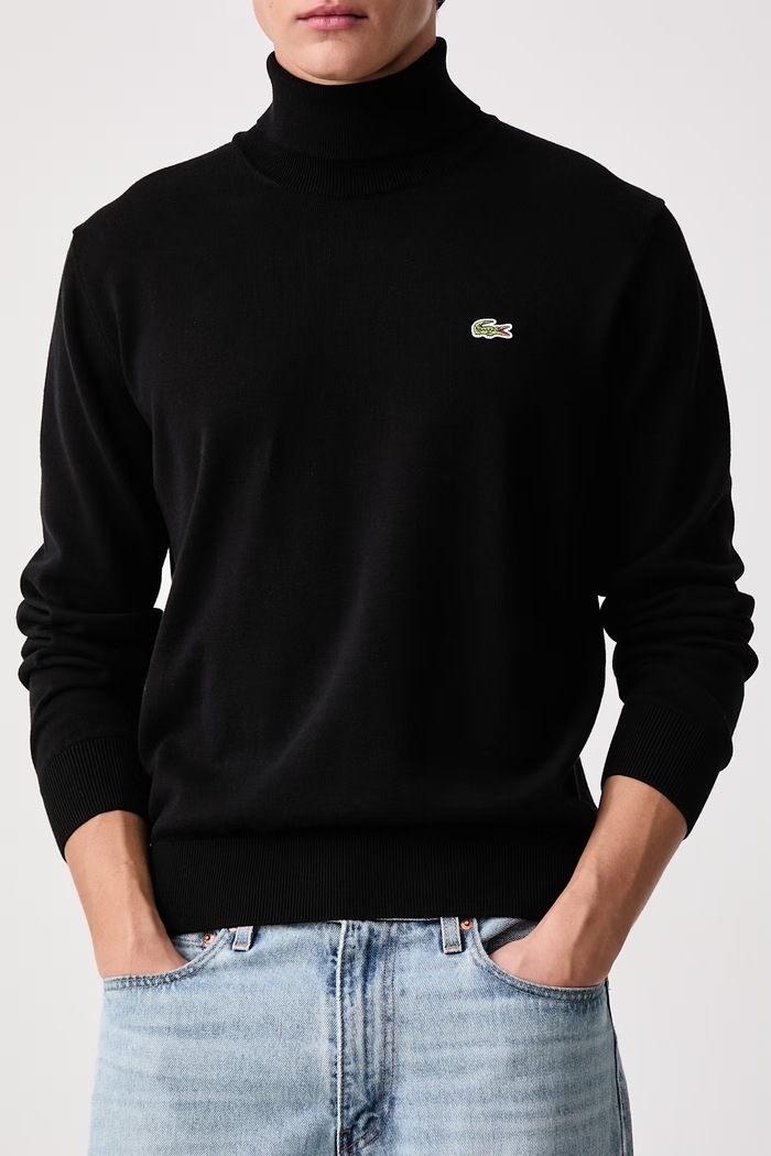 Sweter męski bawełniany Lacoste AH5204 czarny