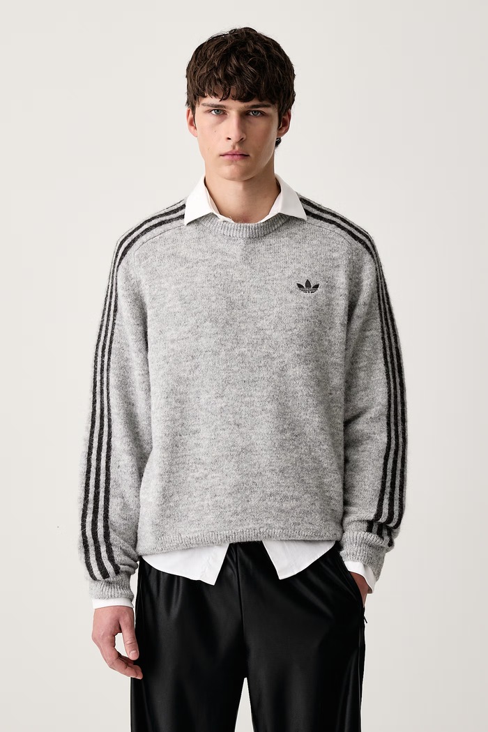 adidas Originals Sweter męski Fluffy Knit Crew szary KE4169