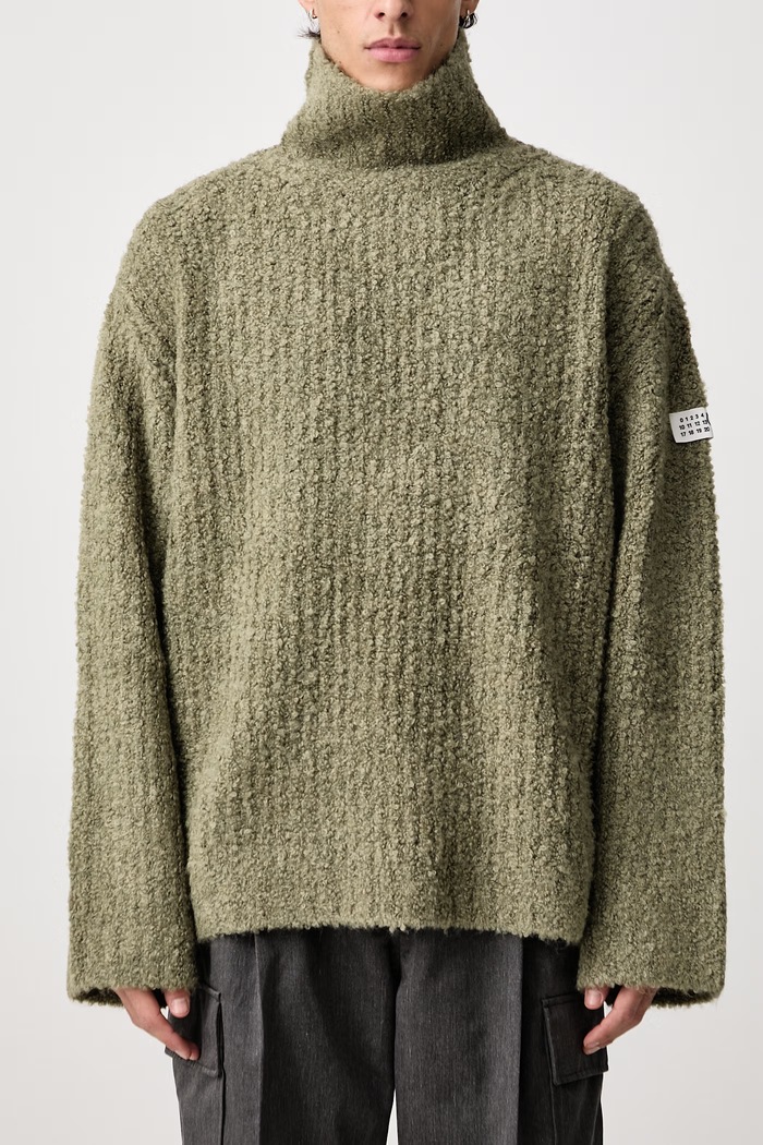 Półgolf męski z dodatkiem wełny MM6 Maison Margiela zielony SH2HA0018.M13342
