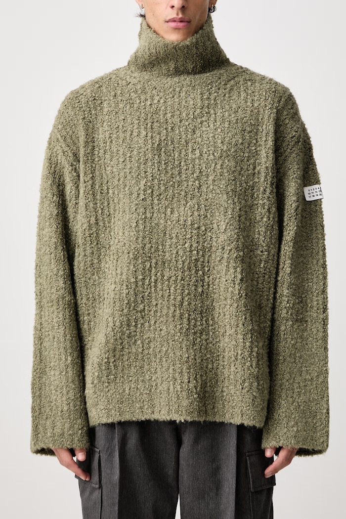 Półgolf męski z dodatkiem wełny MM6 Maison Margiela zielony SH2HA0018.M13342