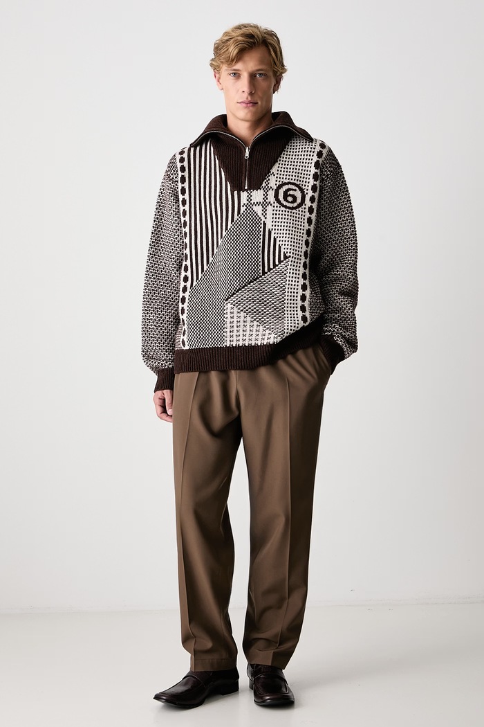 MM6 Maison Margiela Golf męski z wełną SH2GL0015.M13354 brązowy AW26