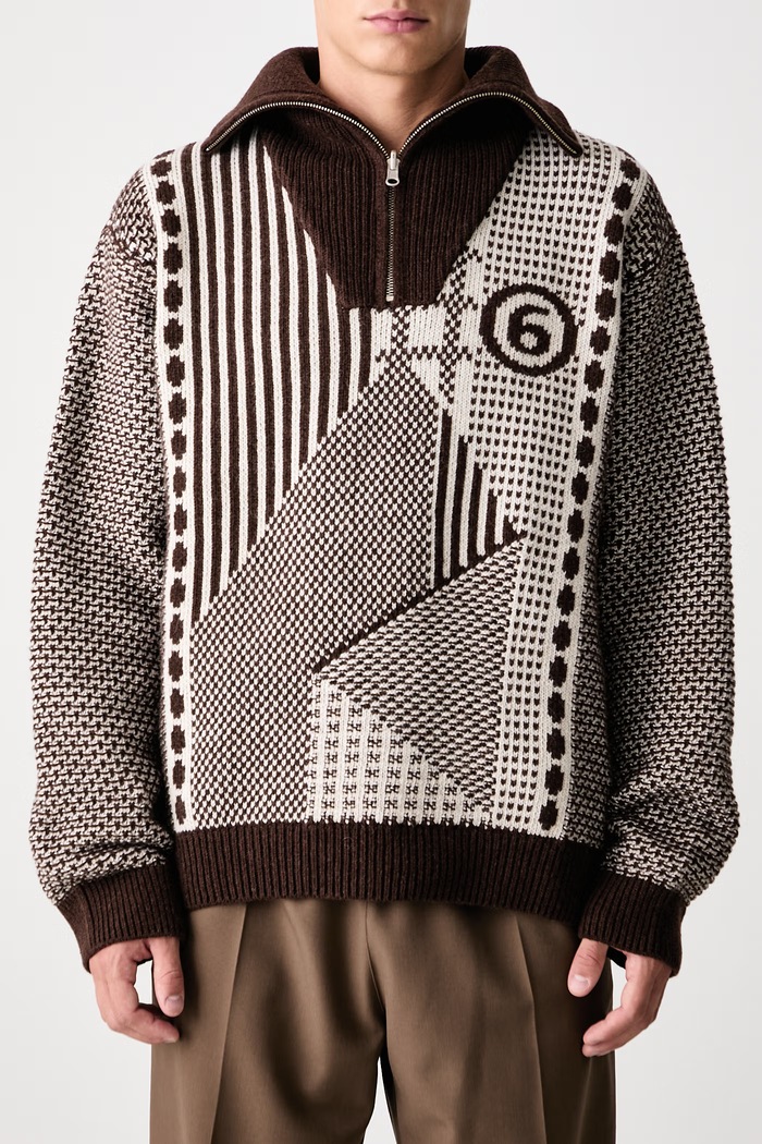 Golf męski z wełną MM6 Maison Margiela brązowy SH2GL0015.M13354