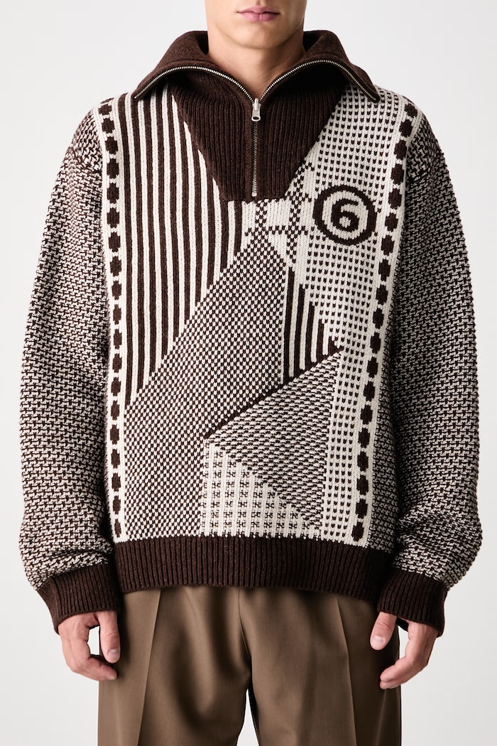 Golf męski z wełną MM6 Maison Margiela brązowy SH2GL0015.M13354