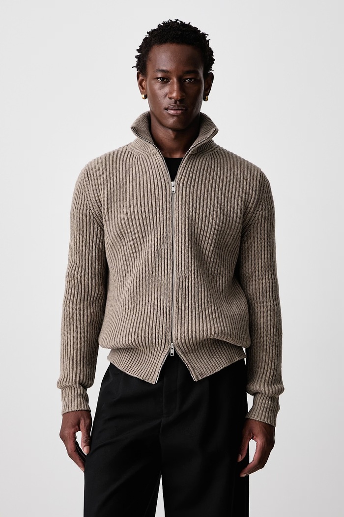 MM6 Maison Margiela Kardigan pánský s vlnou béžová SH0AM0095.M13286