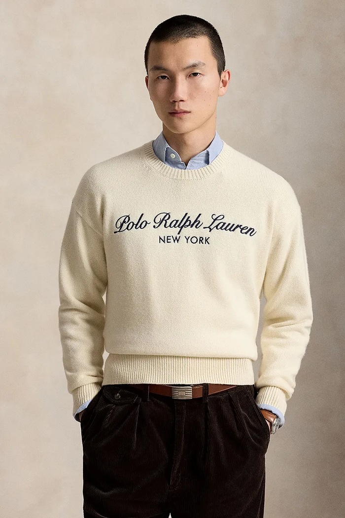 Polo Ralph Lauren sweter męski z wełną beżowy 710B26782