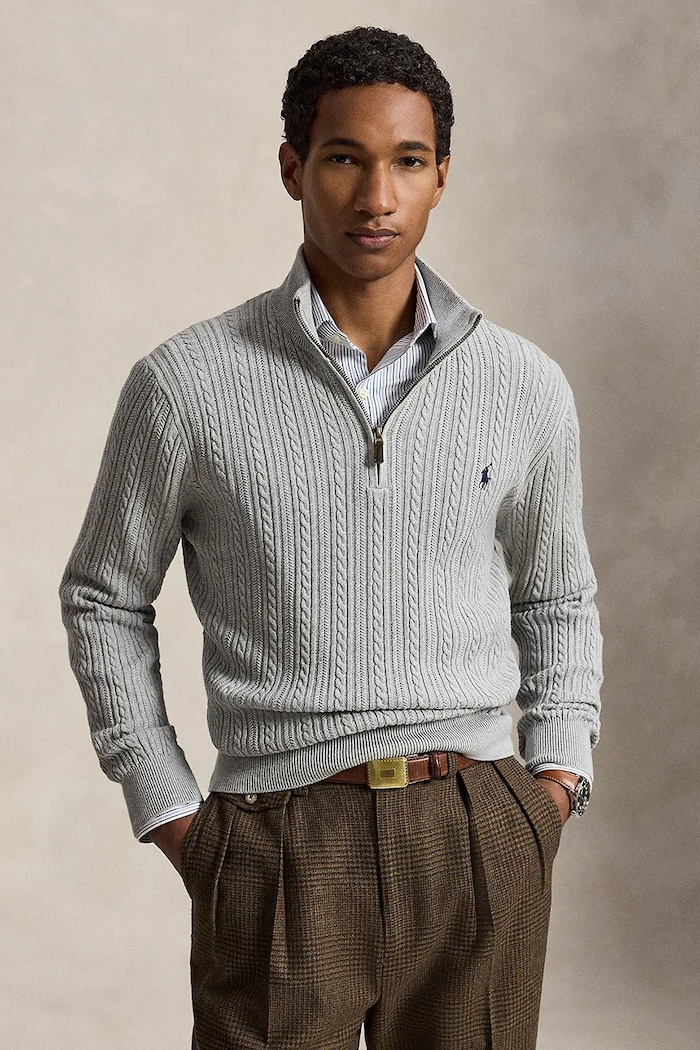 Polo Ralph Lauren Sweter męski bawełniany szary 710B26776