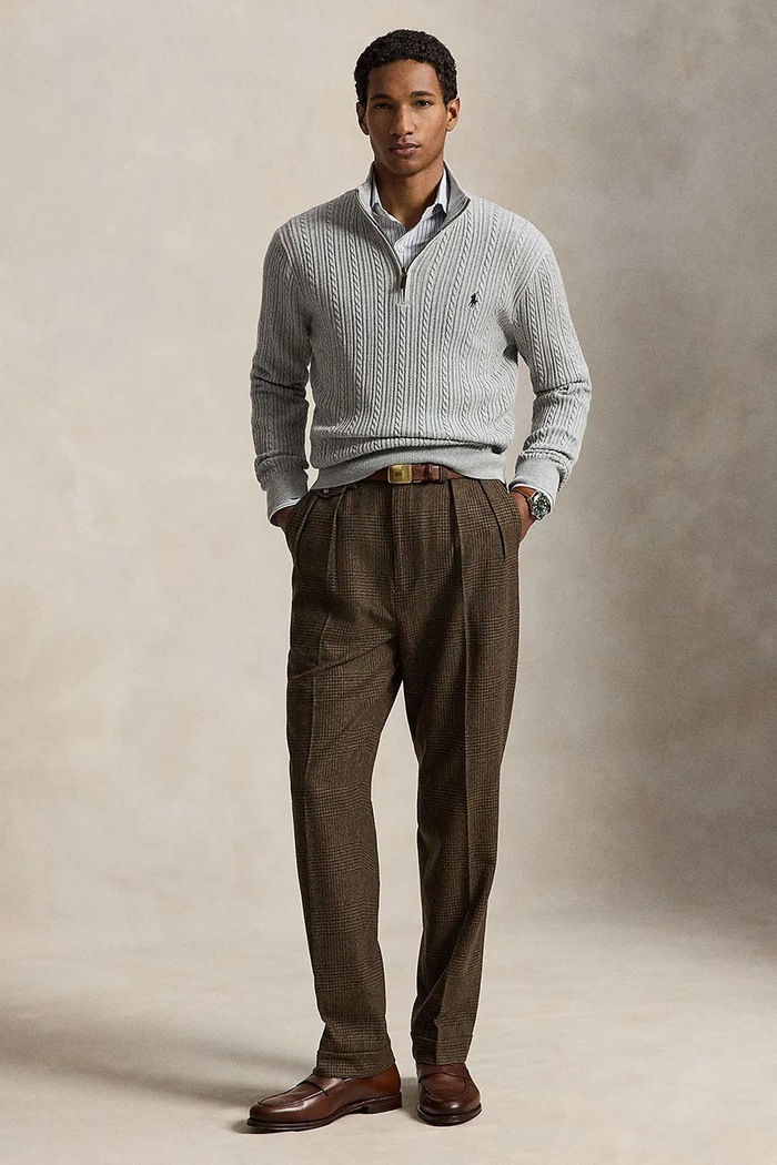Odzież Polo Ralph Lauren Sweter męski bawełniany 710B26776 szary