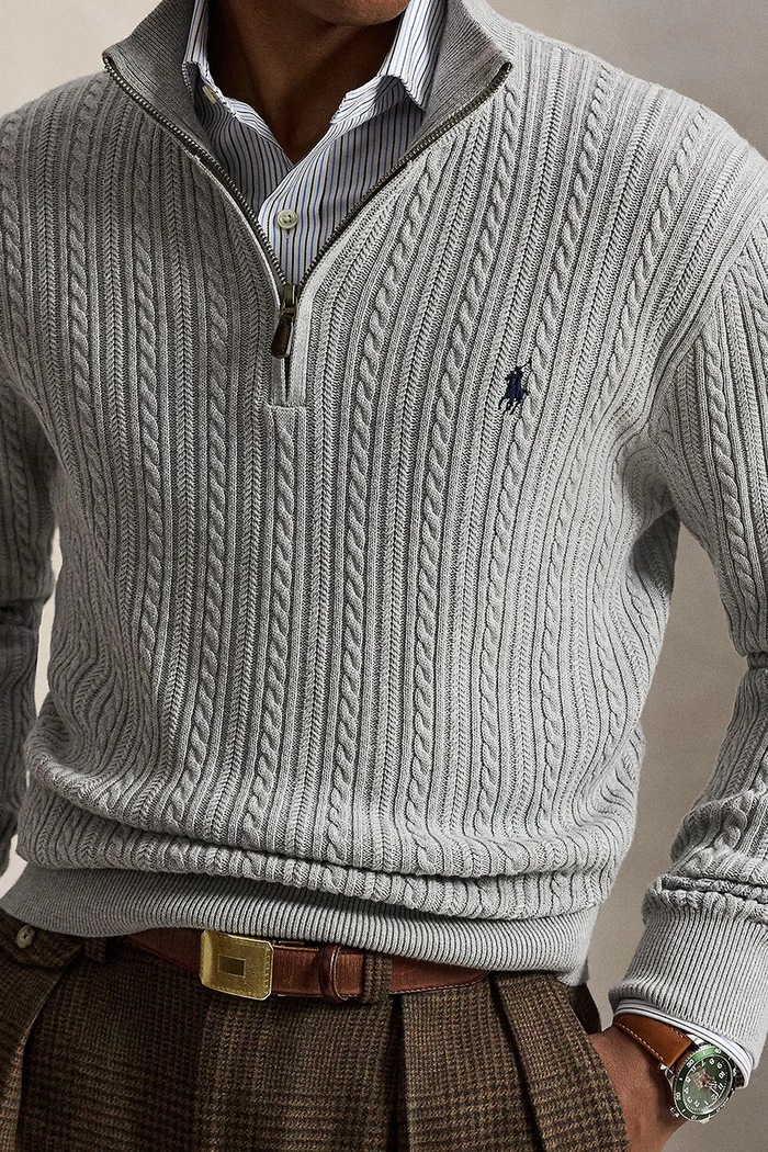 Sweter męski bawełniany Polo Ralph Lauren 710B26776 szary