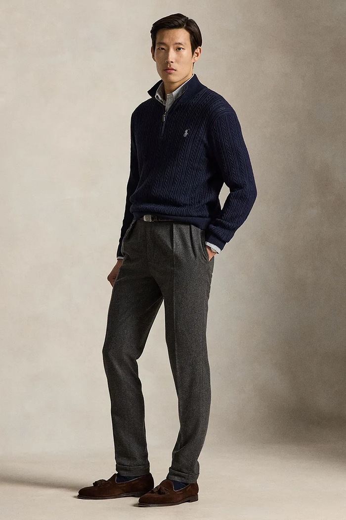 Odzież Polo Ralph Lauren Sweter męski bawełniany 710B26776 granatowy