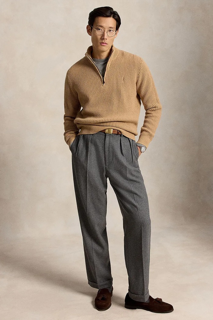 Odzież Polo Ralph Lauren Sweter męski z wełną 710B26770 brązowy