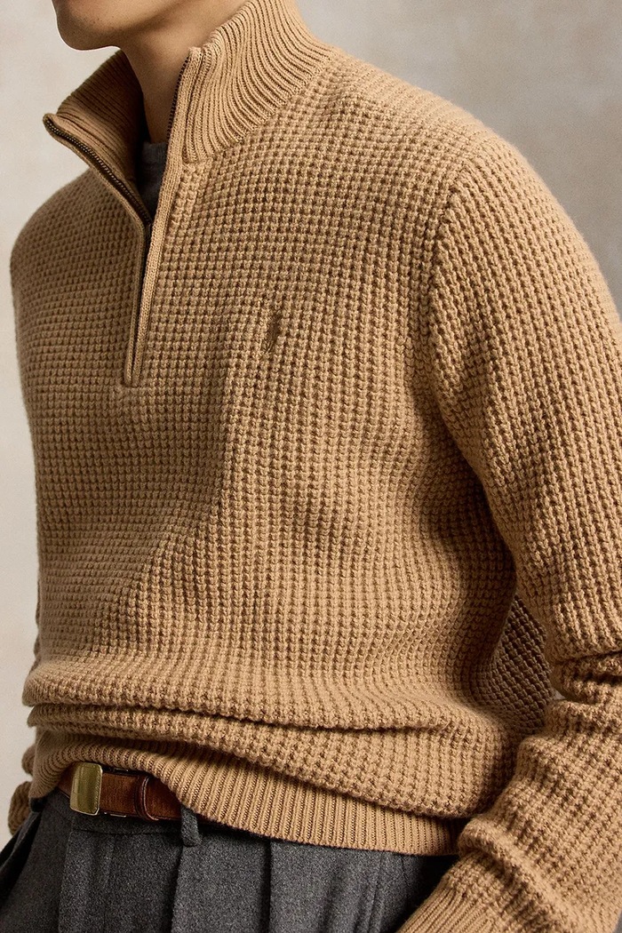 Sweter męski z wełną Polo Ralph Lauren 710B26770 brązowy