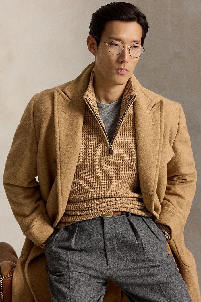 Sweter męski z wełną Polo Ralph Lauren brązowy 710B26770