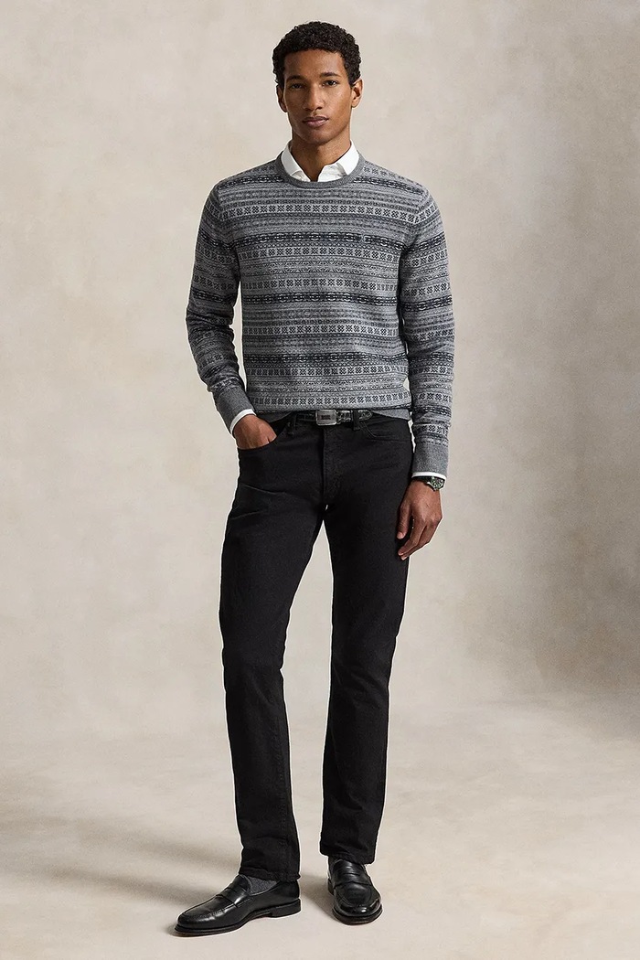 Odzież Polo Ralph Lauren Sweter męski wełniany 710B23899 szary