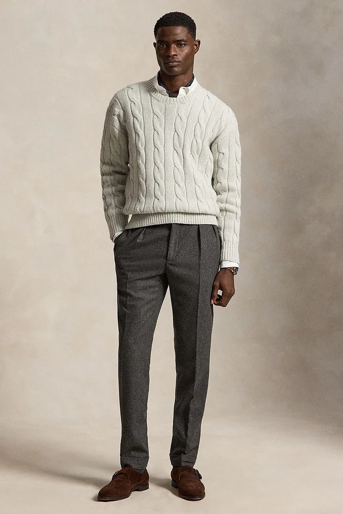 Odzież Polo Ralph Lauren sweter męski wełniany 710B23645 szary